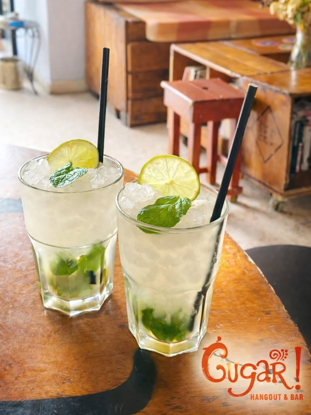 Two fresh lime and mint cocktails