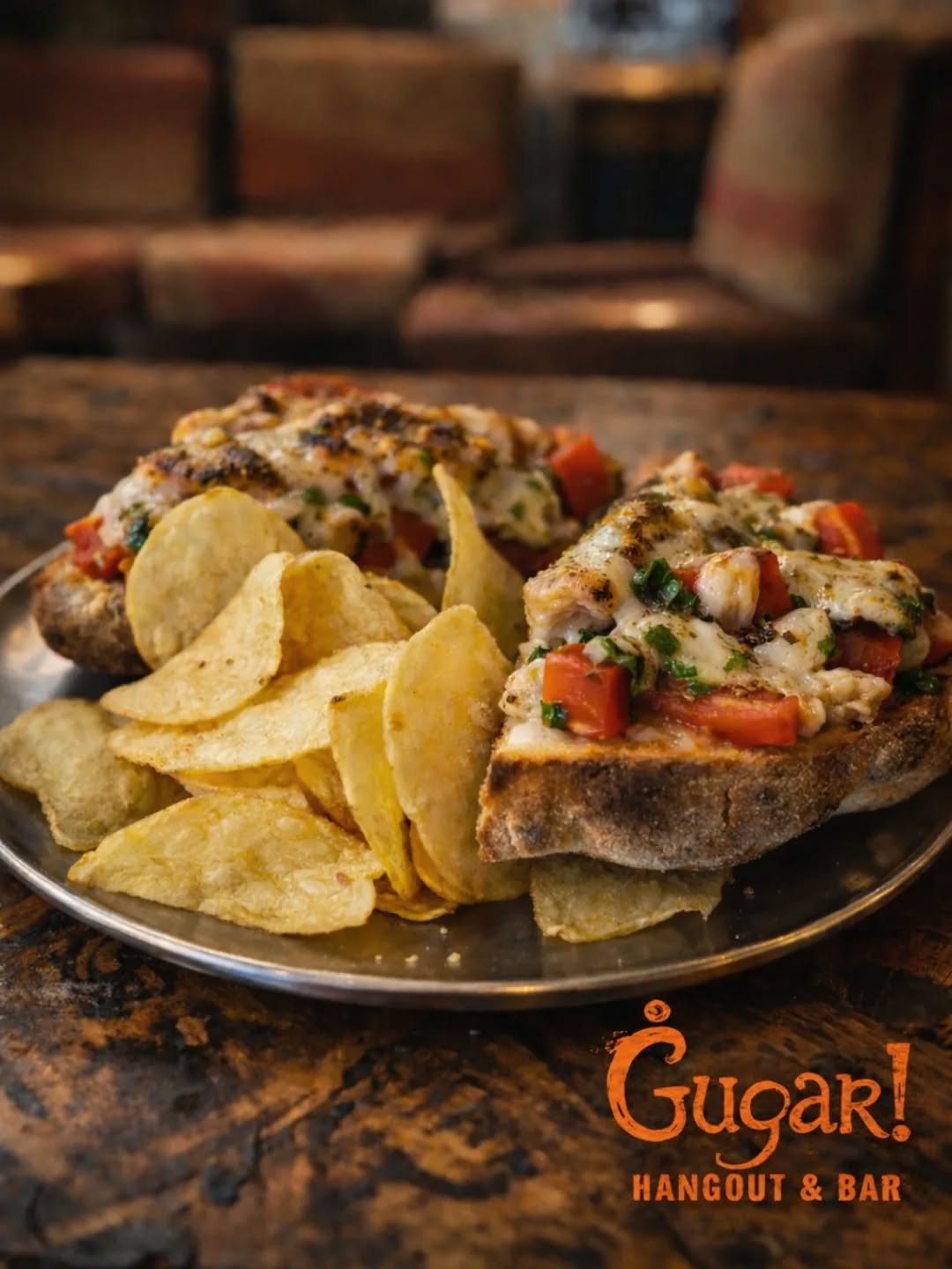 Open sandwiches and crisps